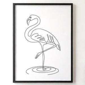 Flamingo Line Art Print: Minimalist Home Decor (Digital Download)