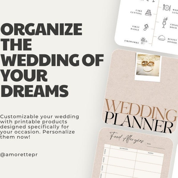 Wedding Planner Printable Checklists | Organizer Templates | Challenges, Pros & Cons, Rehearsal Dinner, Honey Moon Planner, Budgets and more