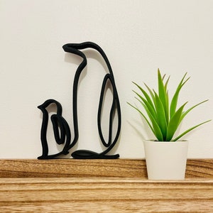 Pingouin et son bébé - Décoration style minimaliste/oneline - Made in France - Eco-responsable - Idée cadeau pour les amoureux des pingouins