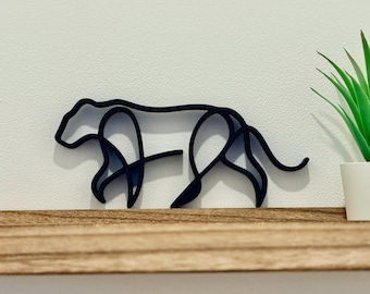 Pantera - Minimalistyczna/liniowa dekoracja z motywem lamparta - Wyprodukowano we Francji - Ekologiczna - Pomysł na prezent dla miłośników panter