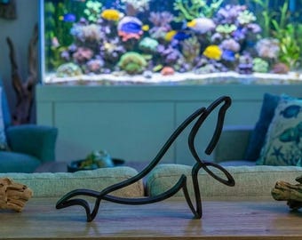Wieloryb - dekoracja w stylu minimalistycznym/liniowym - wyprodukowano we Francji - przyjazna dla środowiska - pomysł na prezent dla miłośników wielorybów, oceanów i mórz