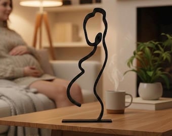 Kobieta w ciąży - Wystrój w stylu minimalistycznym/liniowym - Wyprodukowano we Francji - Przyjazny dla środowiska - Pomysł na prezent dla kobiet w ciąży - Przyszła mama