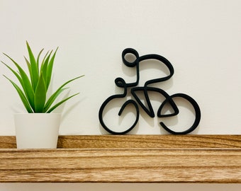 Rowerzysta – dekoracja w stylu minimalistycznym/liniowym – wyprodukowano we Francji – przyjazna dla środowiska – pomysł na prezent dla miłośników kolarstwa