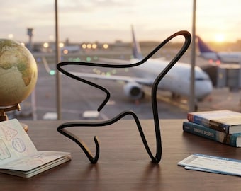 Samolot - dekoracja w stylu minimalistycznym/liniowym - wyprodukowano we Francji - przyjazna dla środowiska - pomysł na prezent dla miłośników podróży lub lotnisk