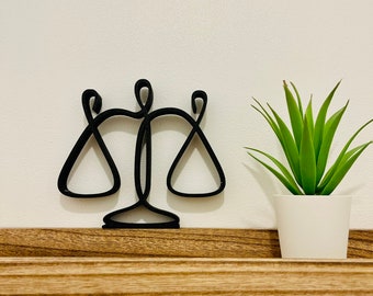 Waga – Znak zodiaku – Dekoracja w stylu minimalistycznym/liniowym – Wyprodukowano we Francji – Ekologiczna – Pomysł na prezent dla osoby spod znaku zodiaku