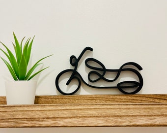 Motocykl typu cruiser - dekoracja w stylu minimalistycznym/liniowym - wyprodukowano we Francji - przyjazny dla środowiska - pomysł na prezent dla miłośników motocykli