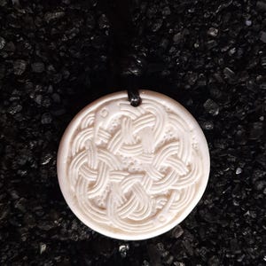 Viking-Celtic Ouroboros Necklace – Hand-Carved Bone Pendant with Eternal Serpent Design