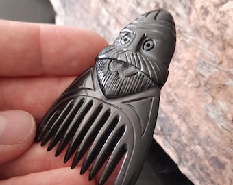 Handcrafted Viking Beard Comb in Polished Bull Horn