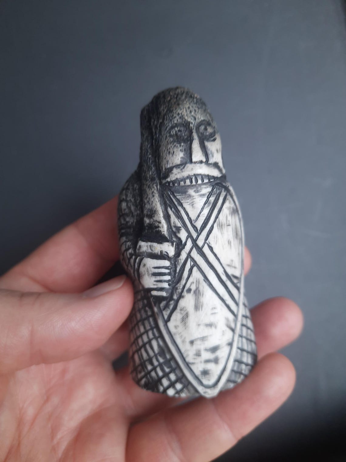 Lewis Chessmen Viking Chess Set Hand-carved Moose Antler Rook berseker ...