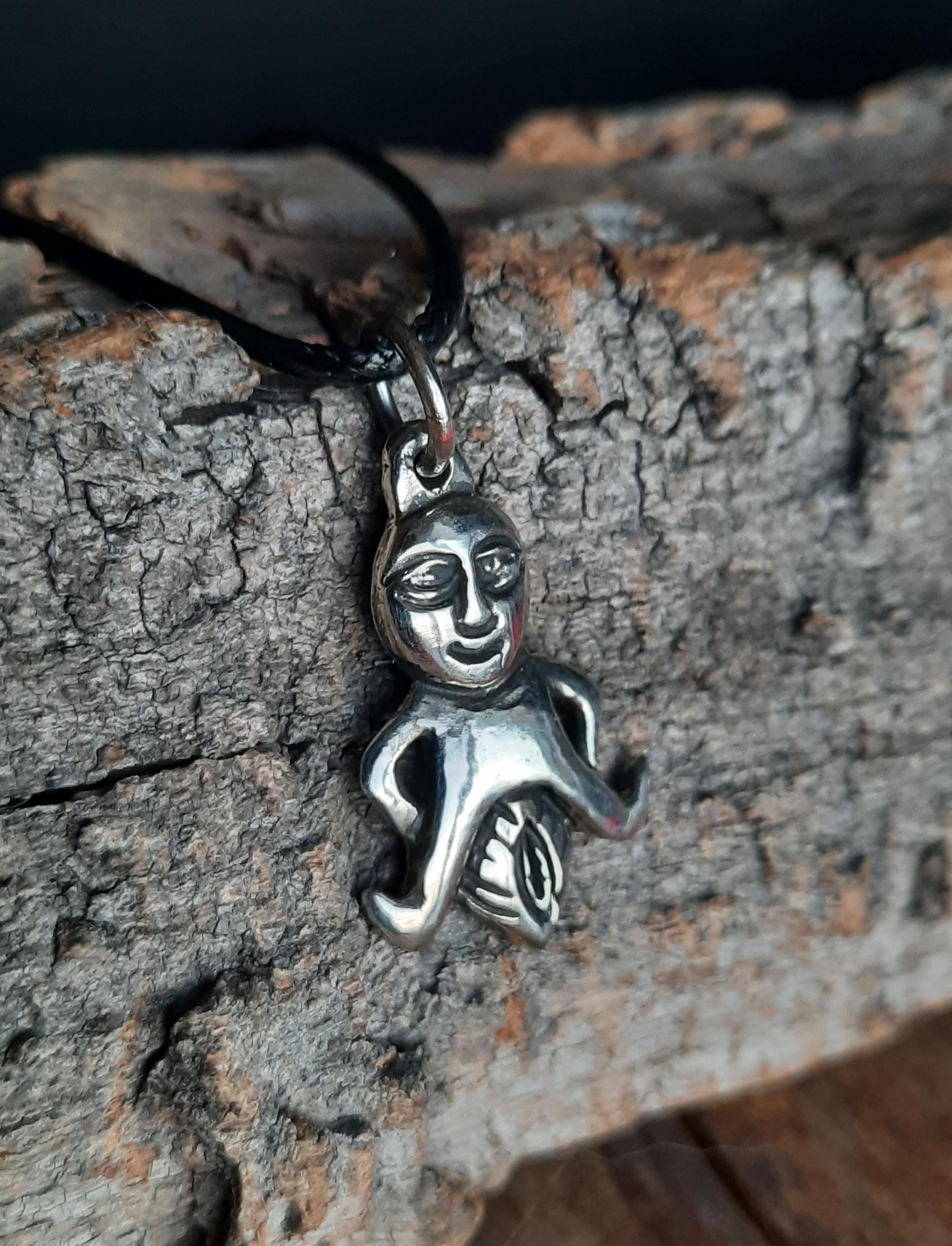Pendentif Sheela Na Gig En Argent 925 - Déesse De La Fertilité, Collier 46 Cm, Neuf Avec étiquettes