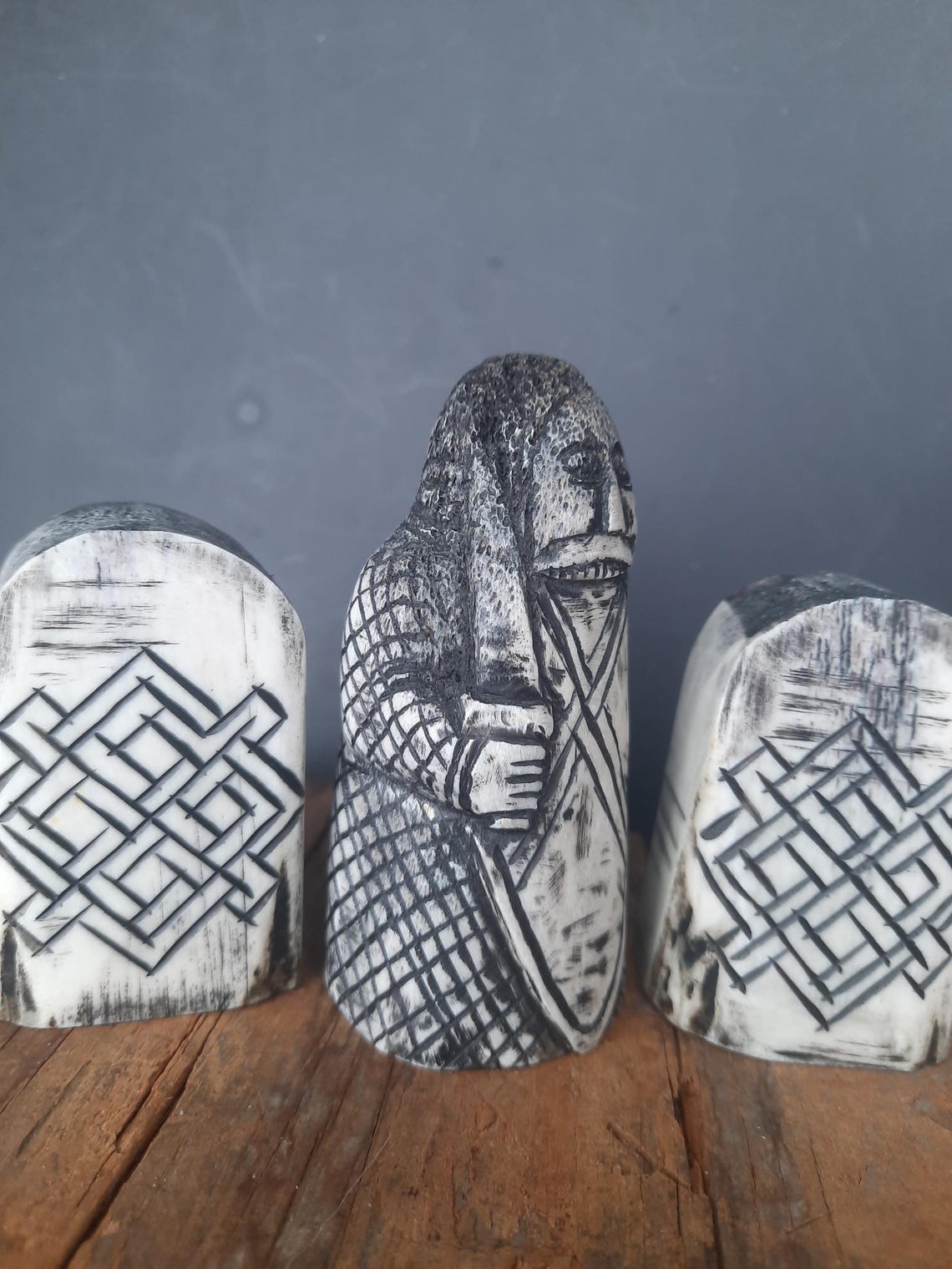 Lewis Chessmen Viking Chess Set Hand-carved Moose Antler Rook berseker ...