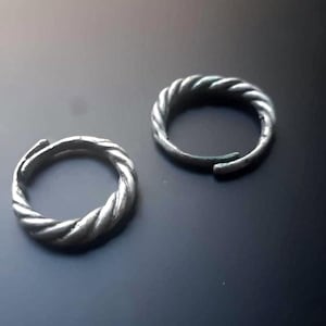 Réplica de anillo retorcido de la era vikinga – Plata de ley con pátina auténtica / Anillo de protección con forma de serpiente