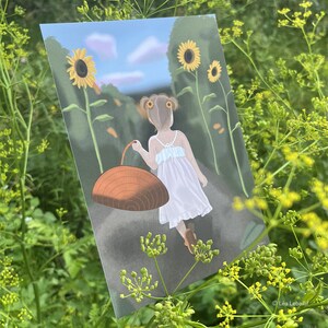 Carte postale illustrée - Enfant dans les champs