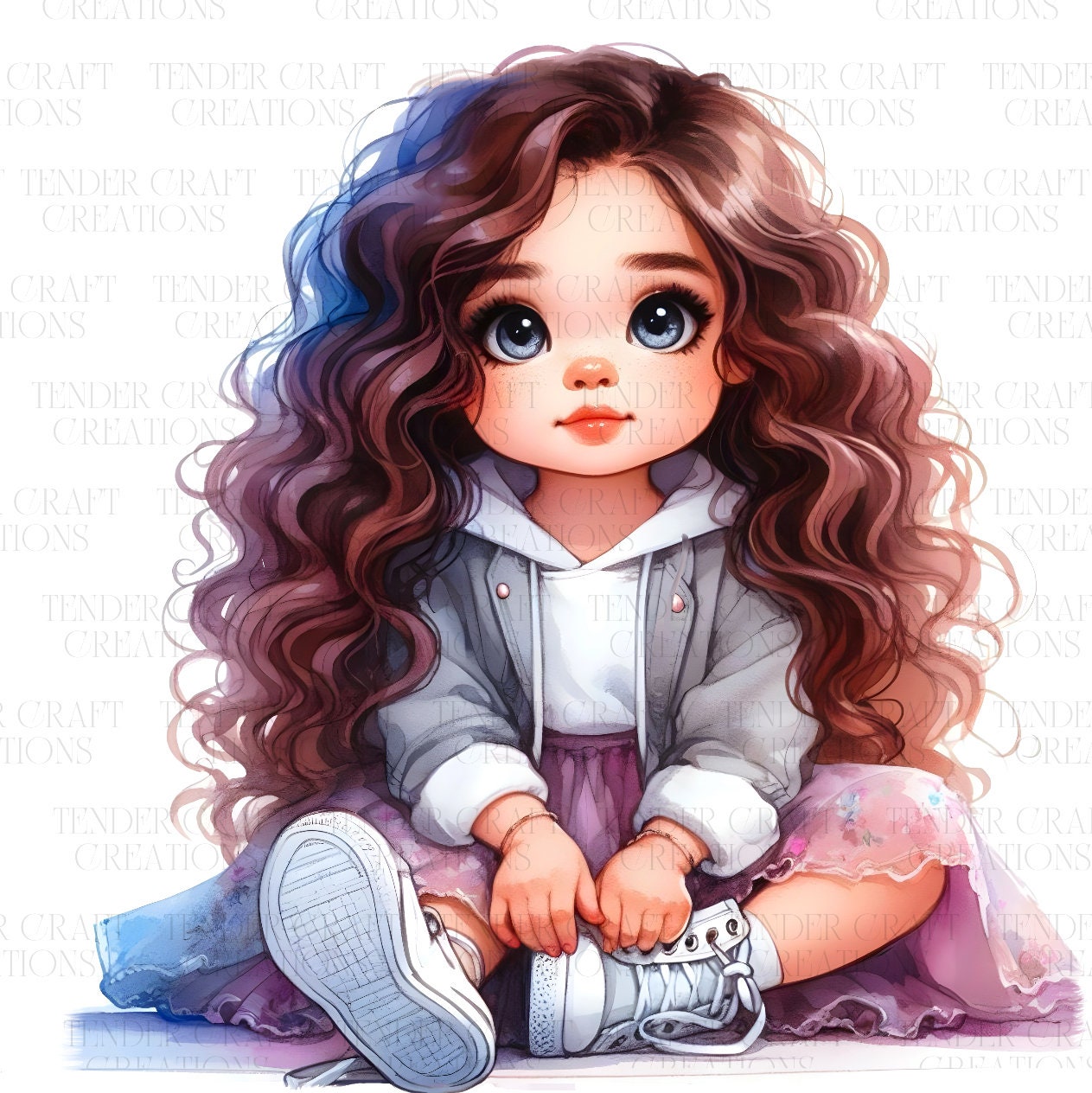 11 Cute Girl Clipart, High Quality JPEG, Printable Watercolour, Digital ...
