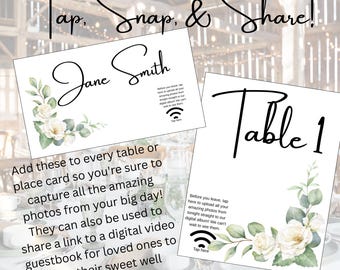 Tap, Snap, & Share - Link to Wedding Album or Video Guestbook