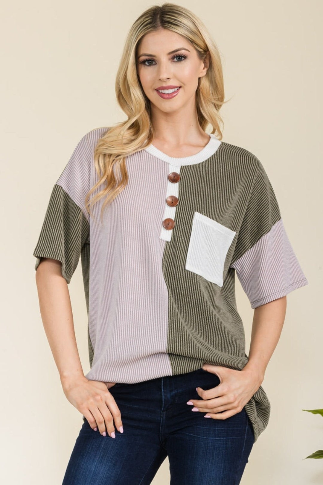 Celeste Full Size Color Block Short Sleeve T-Shirt