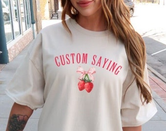 Strawberry Shirt Feeling Berry good shirt Custom Strawberry shirt Fruit shirt Custom shirt Pink bow shirt Botanical shirt Pink ribbon shirt