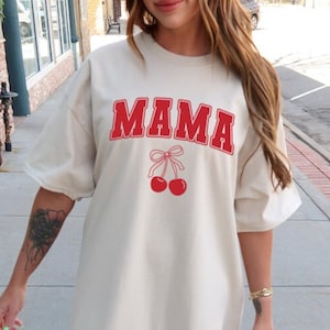 Mama shirt Cherry Shirt Coquette mama shirt Bow cherry shirt Cherries shirt Mothers Day Gift Coquette Gifts Girly gifts Cherries with ribbon