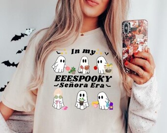 In my Espooky senora era shirt Funny Espooky shirt Senora era Spanish Halloween shirt Latin halloween shirt Cute ghost shirt Aqui espantan