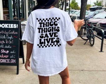 Funny Workout shirt Womens Gym shirt Thicc thighs save lives shirt Funny gym shirt Weightlifting shirt Trendy aesthetic shirt thick thighs