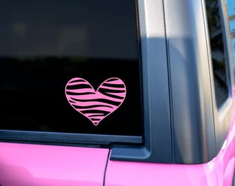Zebra heart Car decal Pink Y2K decal Y2k gift for her Pink heart decal Pink Christian sticker 2000s style decal Thrift lover sticker