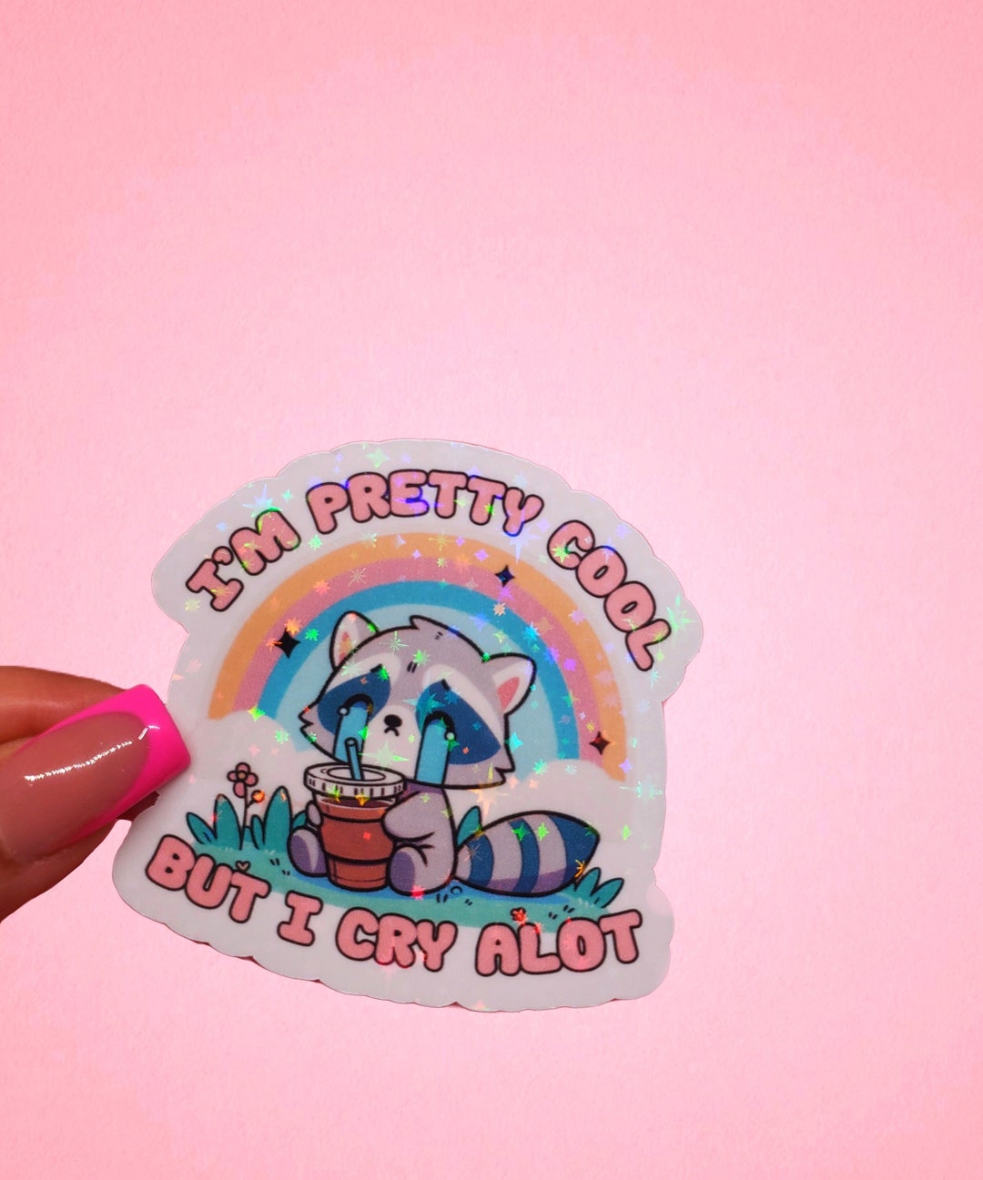 I'm Pretty Cool but I Cry a Lot Sticker Cute Racoon Sticker Hot Girls ...