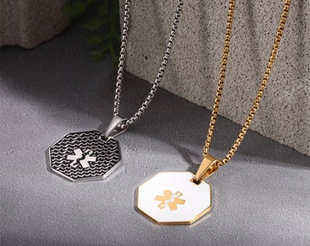 Custom water proof Medical Alert Necklace,Necklace with Medical ID Tag,Medic Alert Necklace,Medical Jewelry for Emergency Contact for him