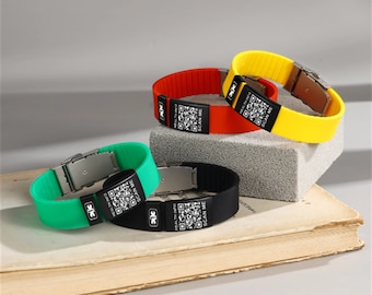 Personalised QR Code Medical ID Bracelet,Silicone Sports Wristband,Medical Alert Bracelet,Healthy Bracelet for kid,Gift for allergy,epilepsy