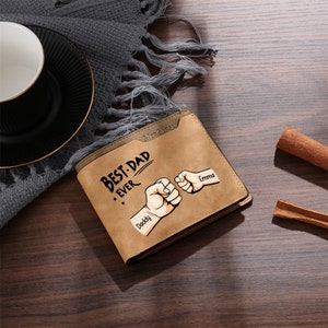 Cartera para hombre, Cartera de cuero personalizada, Cartera de cuero personalizada, Nombre grabado, Regalo del Día del Padre para papá, Esposo, Regalo de aniversario