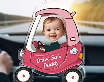 Personalized Acrylic Car Hanger,Custom Name And Text Drive Safe Daddy Keychain Acrylic Pendant , New Dad Gift，1st Fathers Day Gift For Him