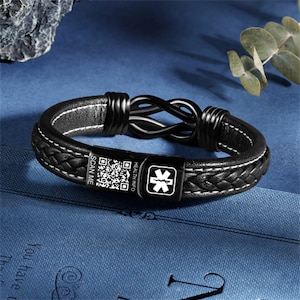 Leather Medical Alert Bracelet Etsy