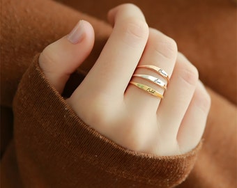 Personalized stackable rings Simple and exquisitely engraved name rings Customized friendship rings Gifts for friends Gifts for her