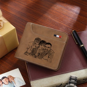 Portefeuille en cuir personnalisé, portefeuille personnalisé en cuir gravé, cadeau fête des pères, cadeau d'anniversaire pour lui, homme, père, papa, mari