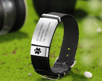 Personalized medical alert bracelet, customized medical information, ID engraving, sports wristband for epilepsy, heart disease patients