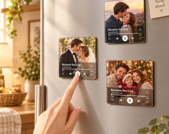 Personalized Music Fridge Magnet,Photo & Music Refrigerator Magnet,Photo Music Magnet,music gift nagnet,Play Song Music Box,Christmas Gift