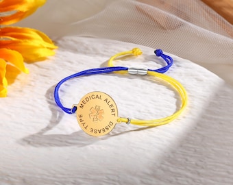 Personalised Medical Alert ID Braided Rope Bracelets With Custom Engraving Stainless Steel Name Tag for Men women