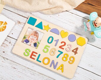 Custom Photo& Name Puzzle - Personalized Wooden Chair for Kids- Educational Toy and Baby Shower Gift