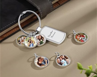 Personalized colorful photos keychains, Engrave Text & Photo doubled sided keychian for Women Men Boyfriend Mother's Day Gifts