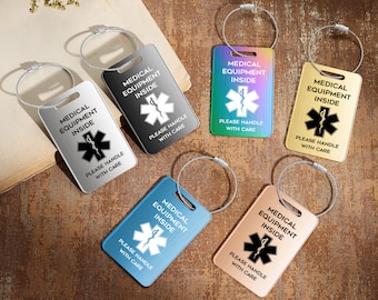 Medical Alert Personalized Engraved Tag - Backpack Tag, Luggage Tag, Medical Identification, Medical Tag, Allergy Alert, Emergency Contact
