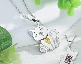 Custom Waterproof Medical Alert Necklace, QR Code Necklace with Medical ID Tag, QR Code Medical Necklace