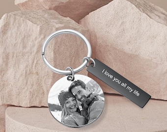 Personalized Stainless Steel Keychain Engraved Keychain Custom photo Keychain Souvenir Keychain gift for him Father's Day Gift for Dad