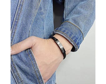Bracciale identificativo di avviso medico con corda morbida, braccialetto personalizzato con informazioni salutari, braccialetto inciso regolabile