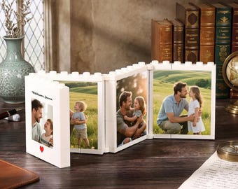 Custom Photo Block Album, Personalized Building Bricks, Foldable Memory Display, Anniversary Gift