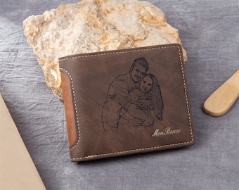 Personalized Leather Wallet, Engraved Leather Custom Wallet, Anniversary Gift for Father, Boyfriend, Dad, Husband, Grandpa