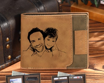 Personalized Leather Wallet, Engraved Leather Custom Wallet, Anniversary Gift for Him Father, Dad, Husband,father's day gift