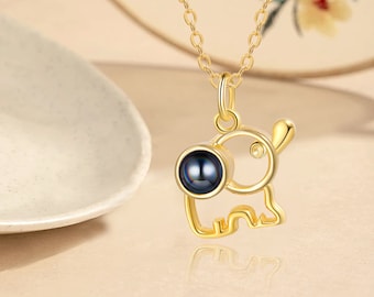 Personalized projection necklace photo projection necklace elephant shape pendant design gift for her birthday anniversary valentine's day