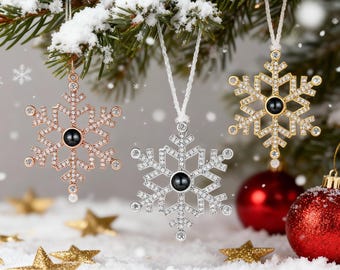 Personalized Family Photo Projection Ornaments,Snowflake Ornament with Picure Inside,Memorial Ornament,Christmas Decor,2024 Memorial Gift