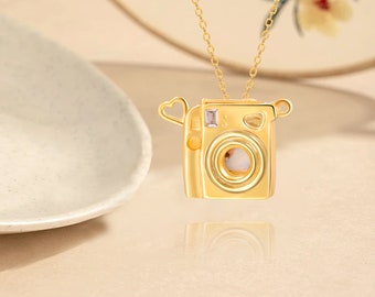 Personalized women Necklace Camera Shape Pendant Necklace Picture Necklace Birthday Gift Anniversary Gift Customized Picture Gift for Her