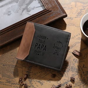 Personalisierte Lederbrieftasche, gravierte benutzerdefinierte Lederbrieftasche, Geschenk zum Vatertag, Geschenk für ihn, Herrenbrieftasche, Vater, Vater, Ehemann, PAPA