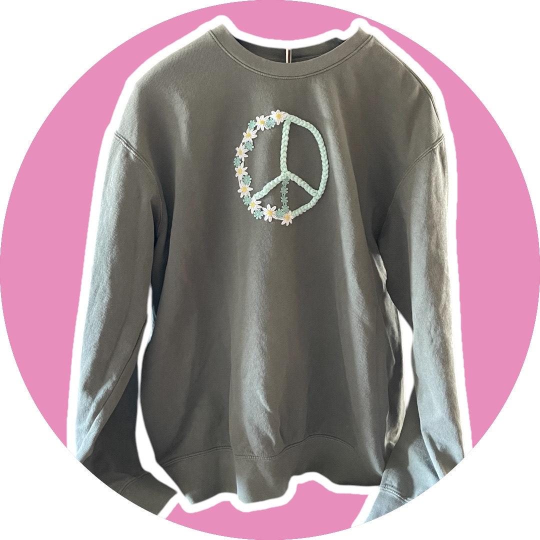 Peace Sign Applique Sweatshirt - Etsy